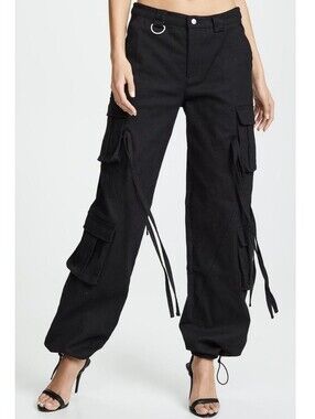 I.AM.GIA Women's Black Altra Cargo Pants Pockets Boho Jeans Sz Small Whimsygoth